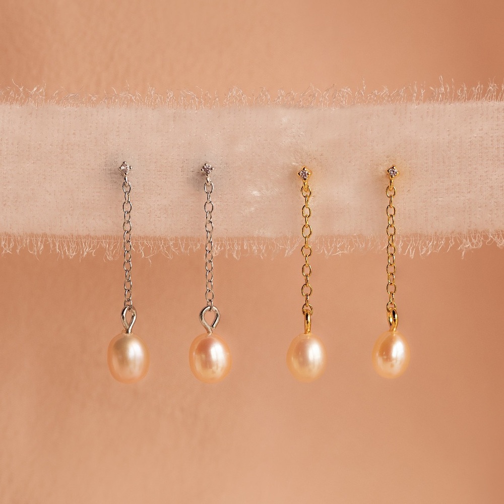 Dainty Pink Pearl Earrings